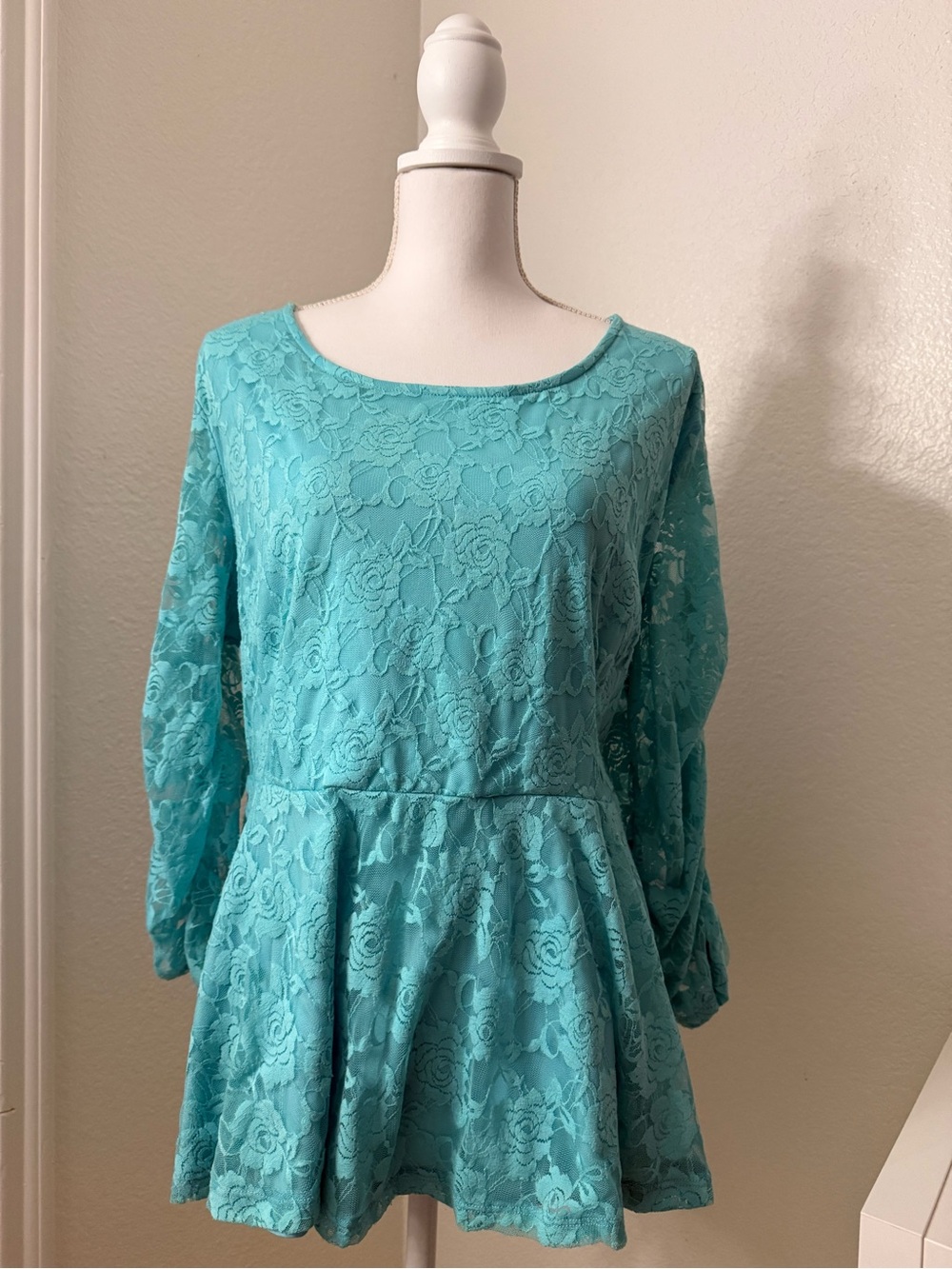 Cato Teal Lace Peplum Top 18/20W